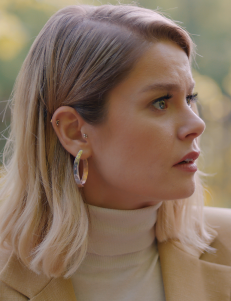 Double Color Oval Earring