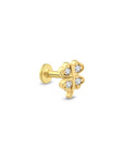 14K Gold Heart Clover Piercing