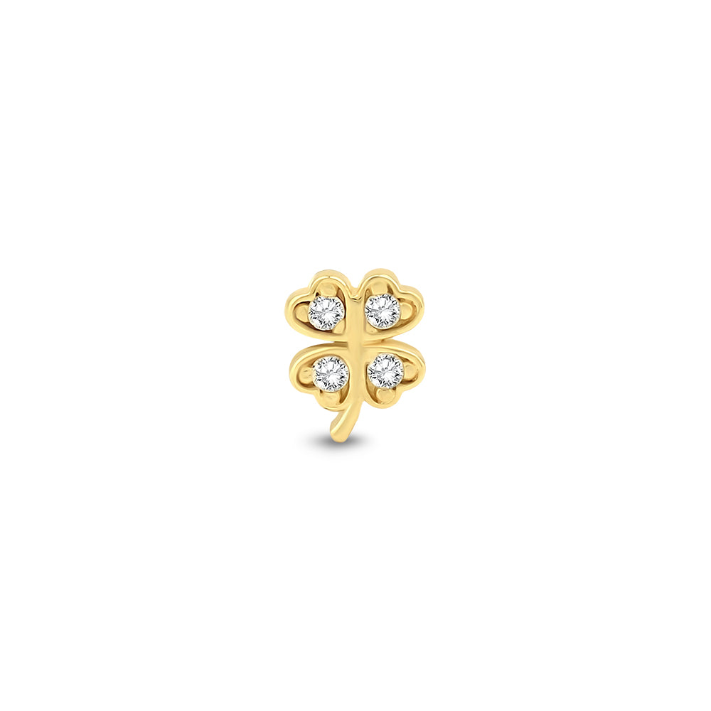 14K Gold Heart Clover Piercing