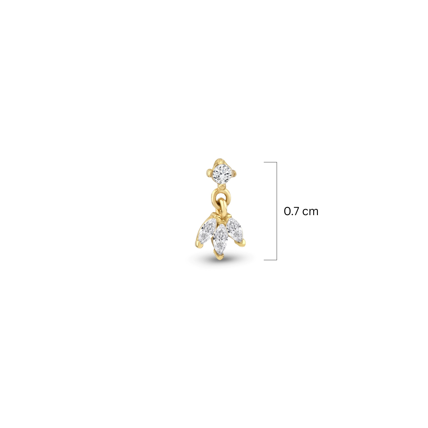 Piercing de campanilla de oro de 14k