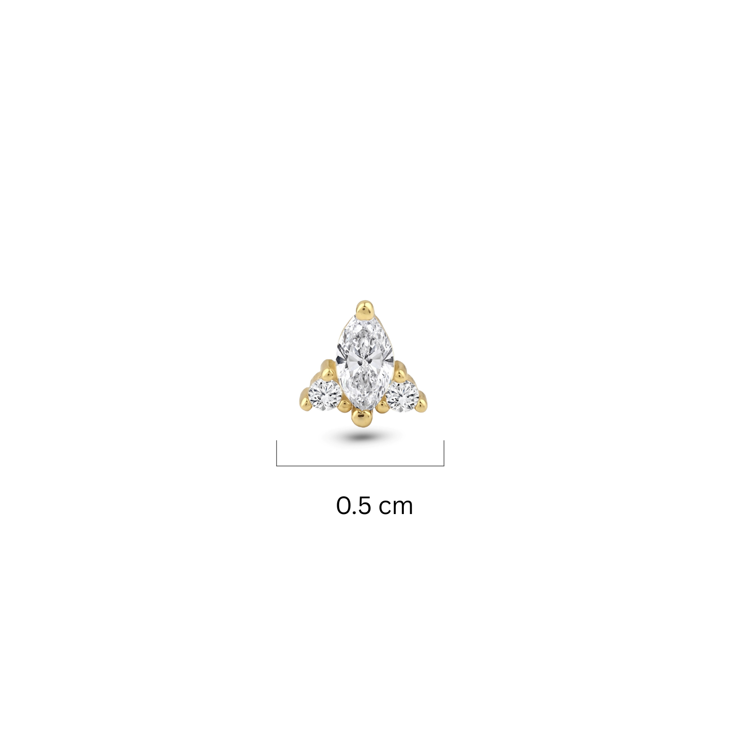 Piercing de cristal de oro de 14k