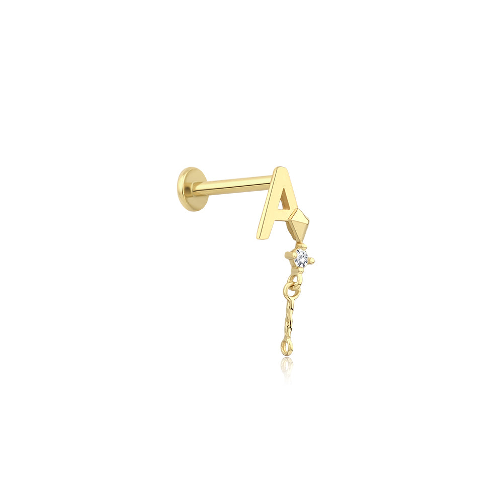 14K Gold Letter Tragus Piercing