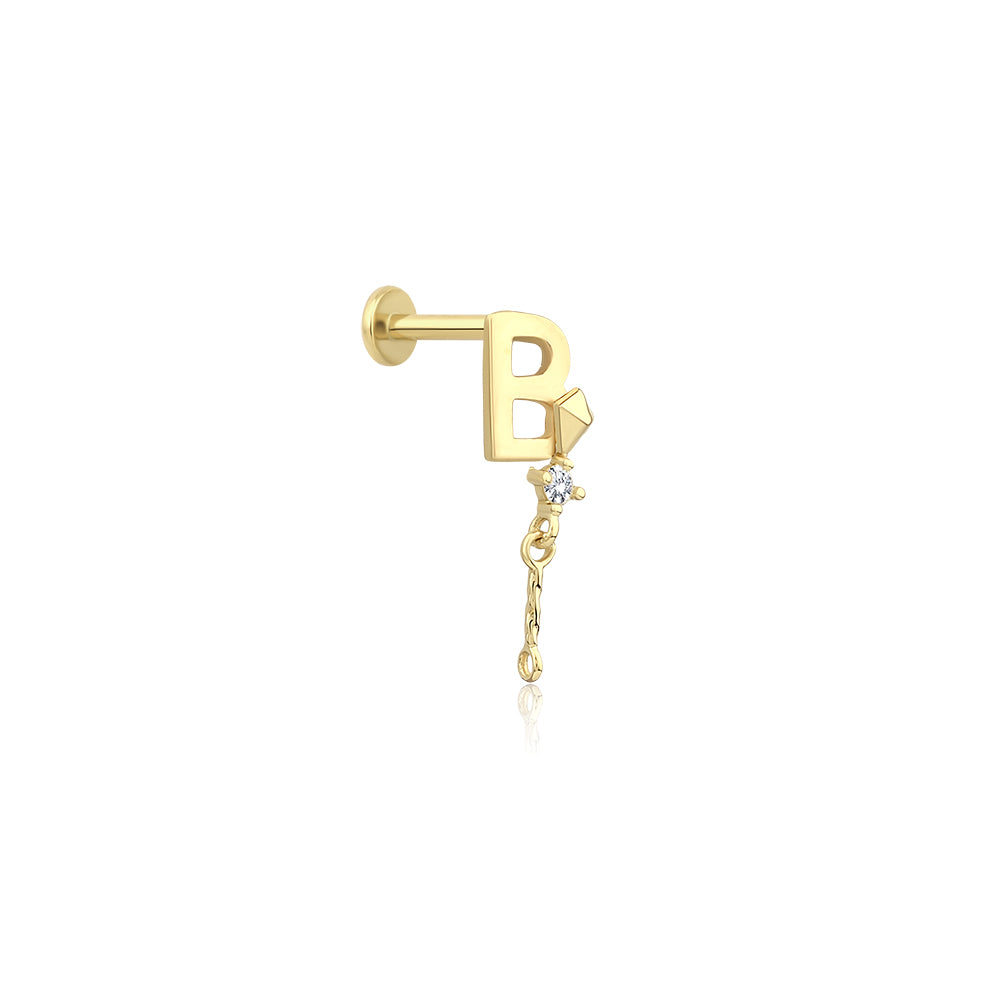 14K Gold Letter Tragus Piercing