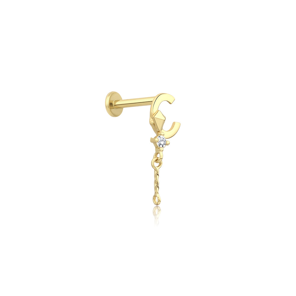 14K Gold Letter Tragus Piercing