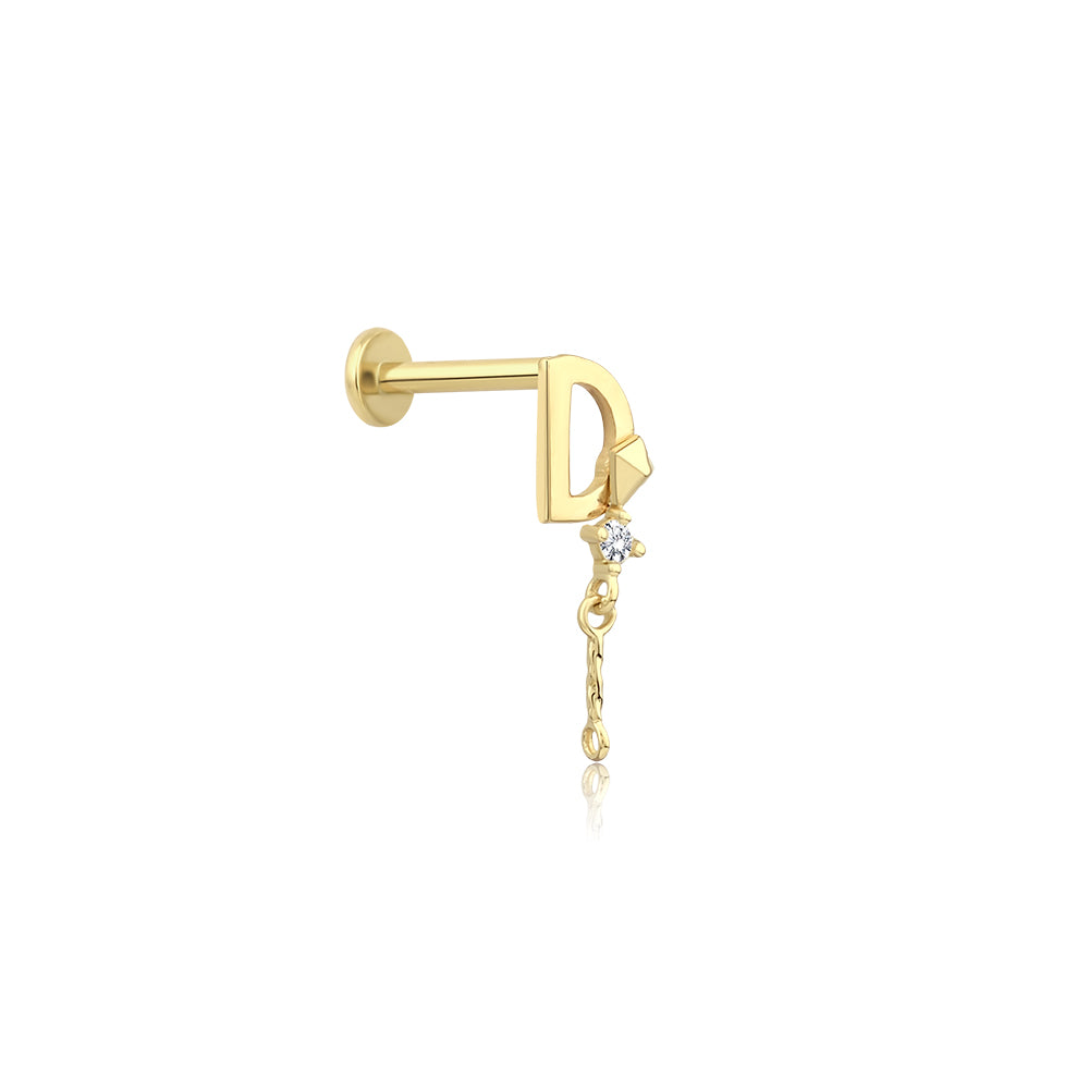 14K Gold Letter Tragus Piercing