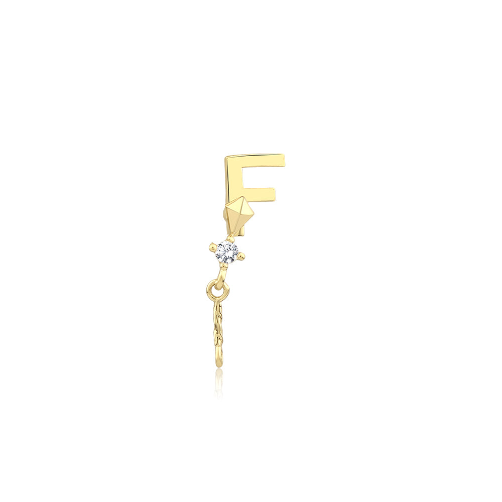 14K Gold Letter Tragus Piercing