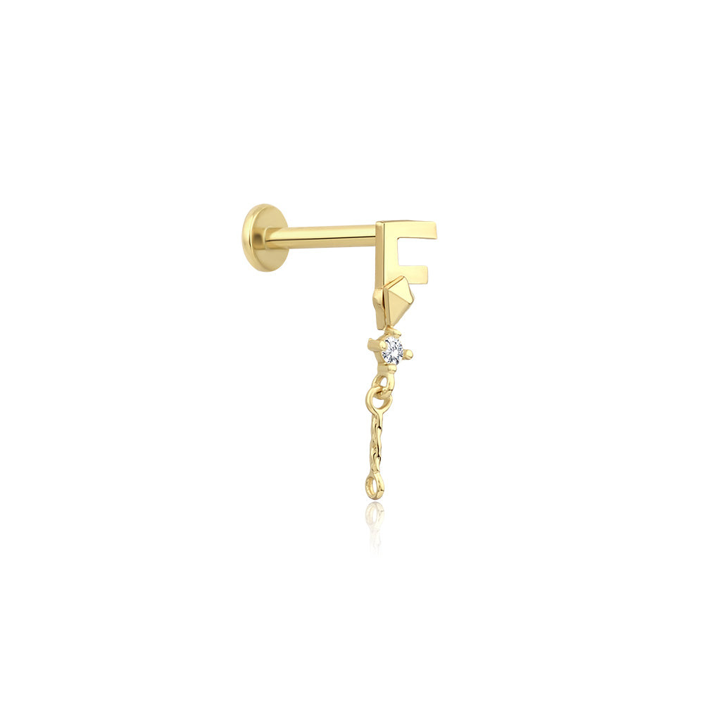 14K Gold Letter Tragus Piercing