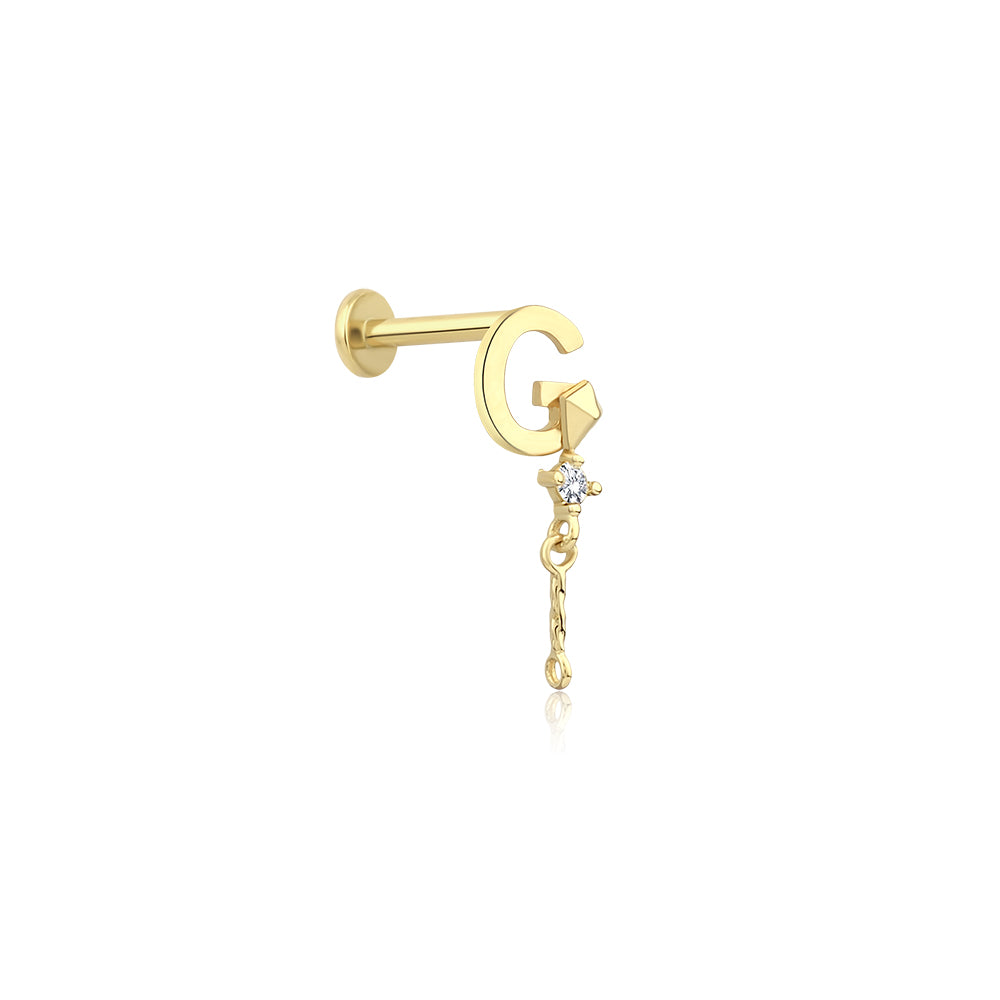14K Gold Letter Tragus Piercing
