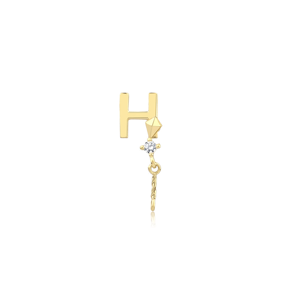 14K Gold Letter Tragus Piercing