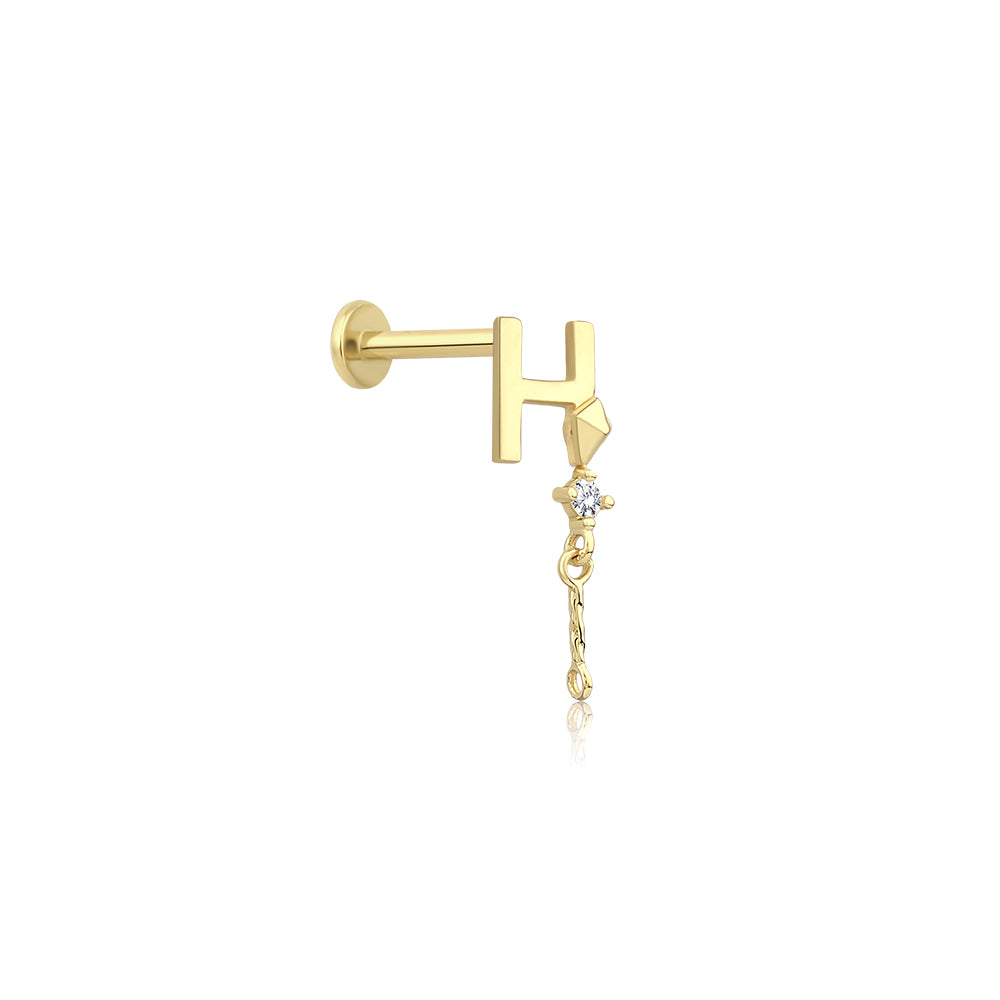 14K Gold Letter Tragus Piercing