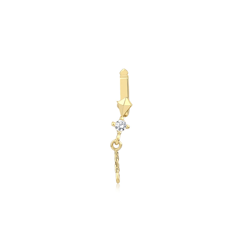 14K Gold Letter Tragus Piercing