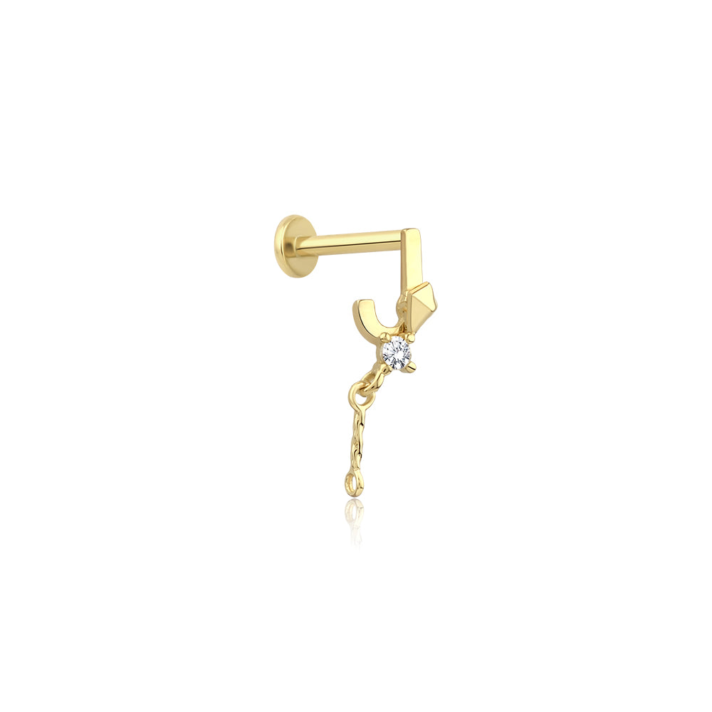 14K Gold Letter Tragus Piercing