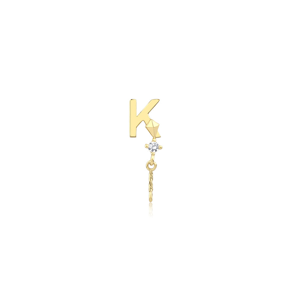 14K Gold Letter Tragus Piercing