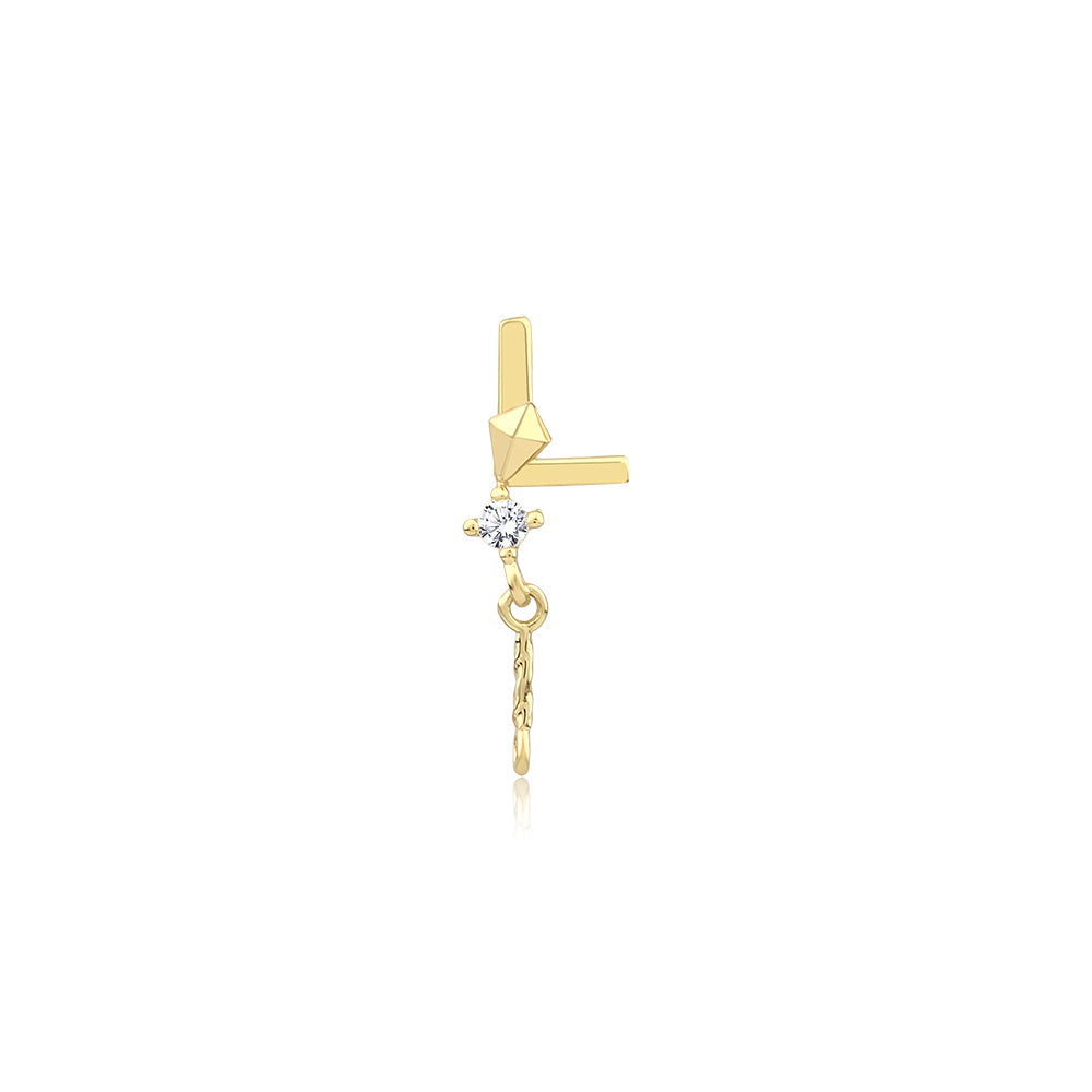 14K Gold Letter Tragus Piercing
