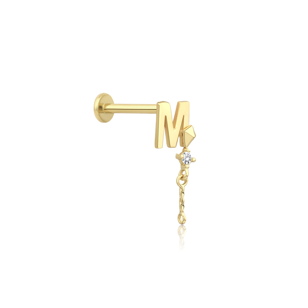14K Gold Letter Tragus Piercing