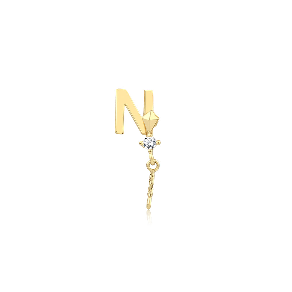14K Gold Letter Tragus Piercing