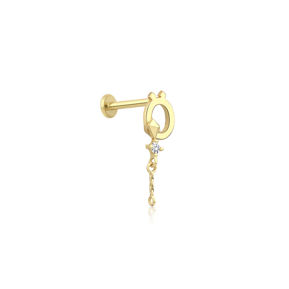 14K Gold Letter Tragus Piercing