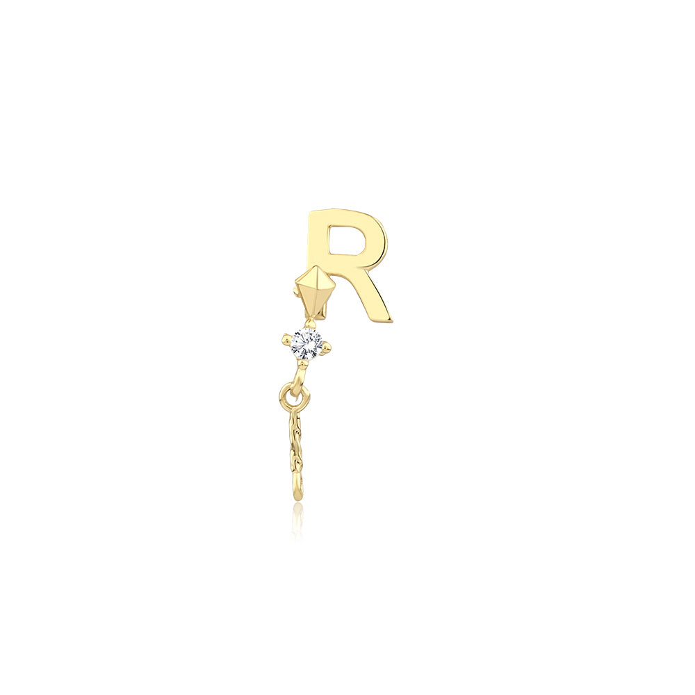 14K Gold Letter Tragus Piercing