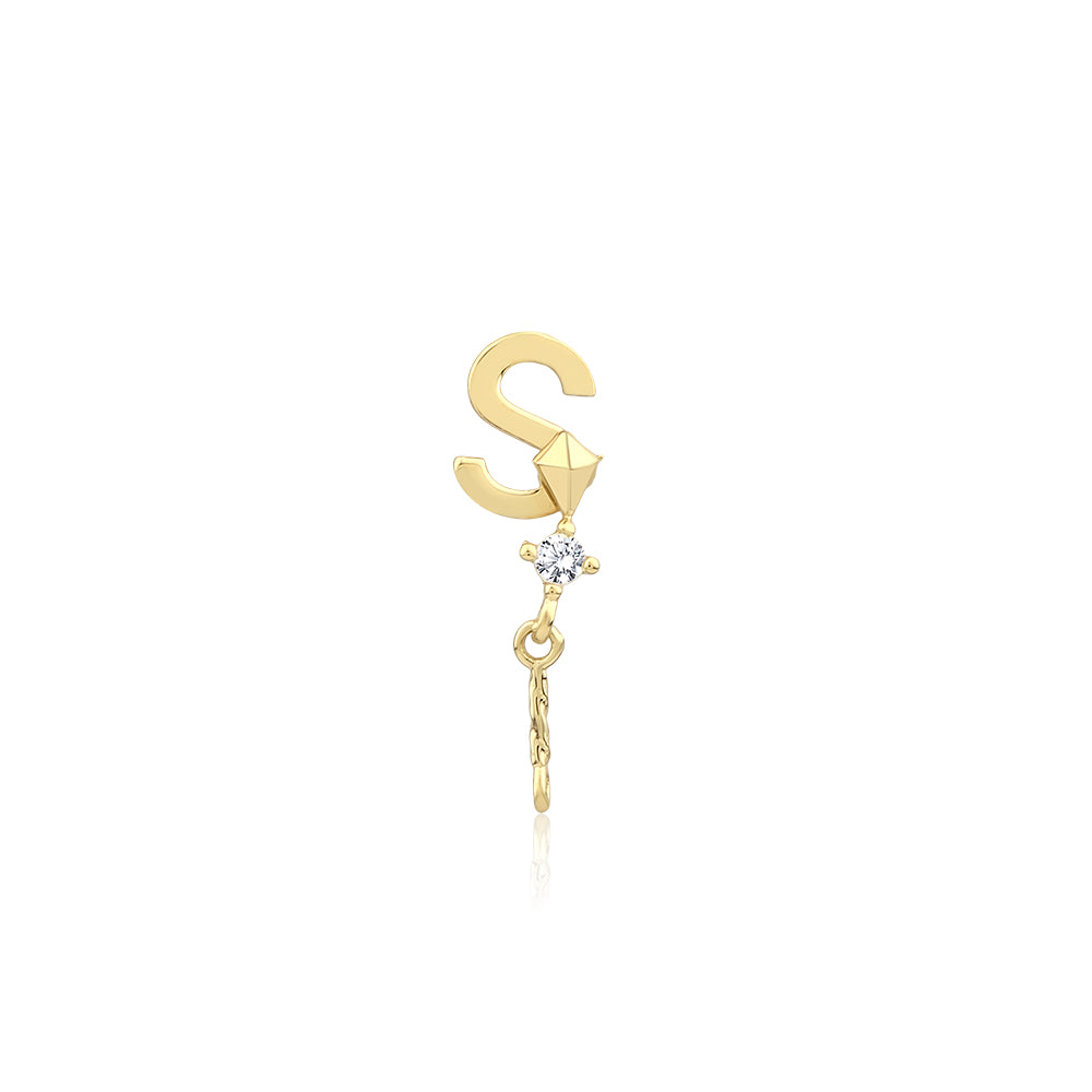 14K Gold Letter Tragus Piercing