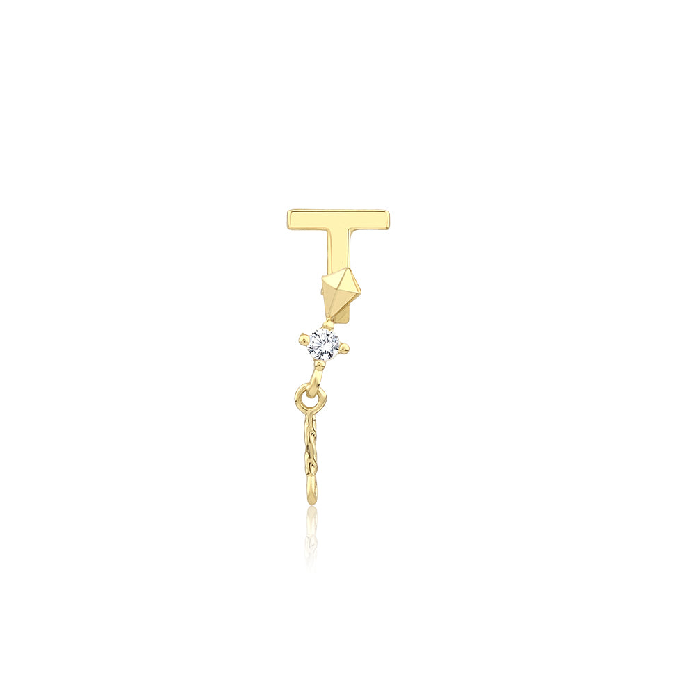 14K Gold Letter Tragus Piercing