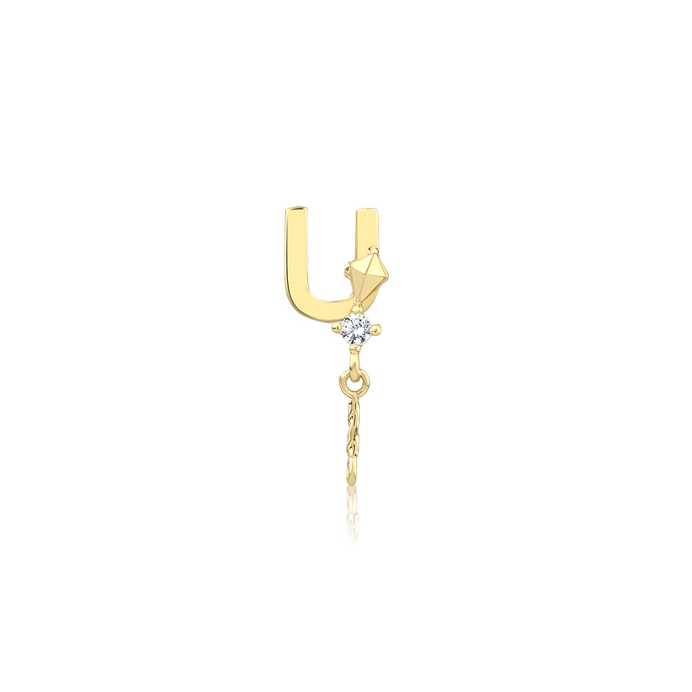 14K Gold Letter Tragus Piercing