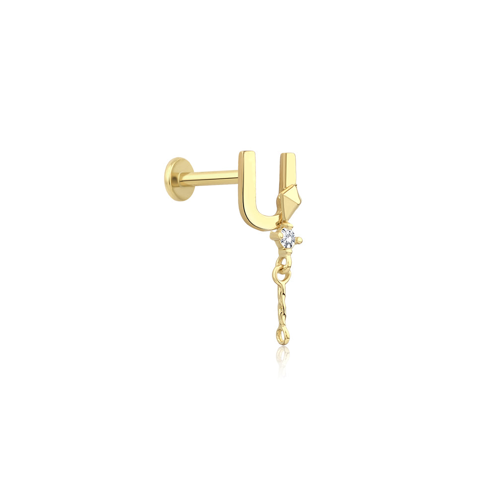 14K Gold Letter Tragus Piercing