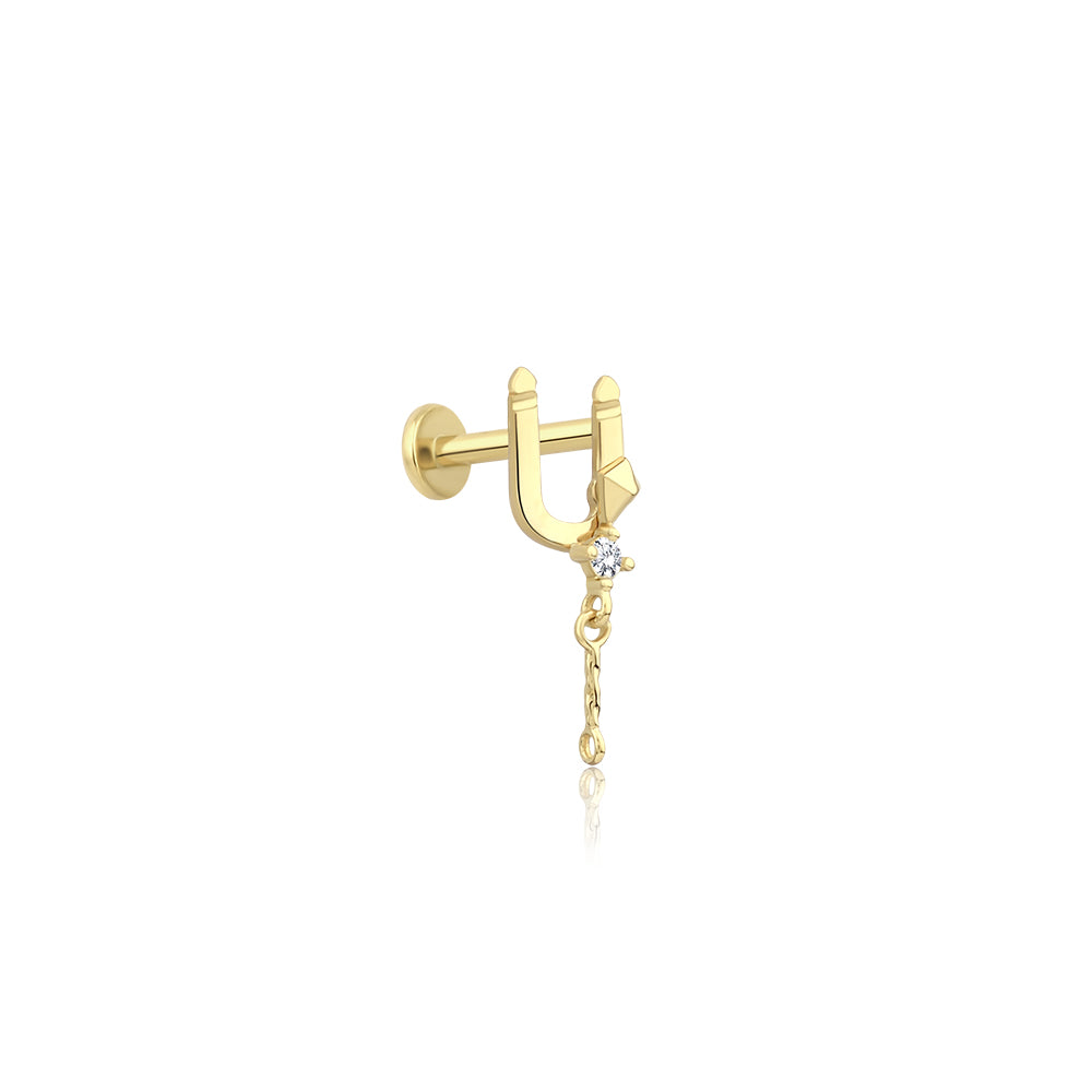 14K Gold Letter Tragus Piercing