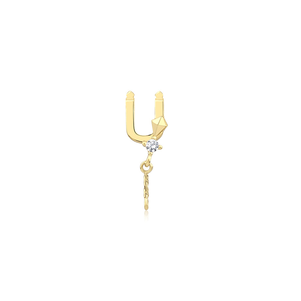 14K Gold Letter Tragus Piercing