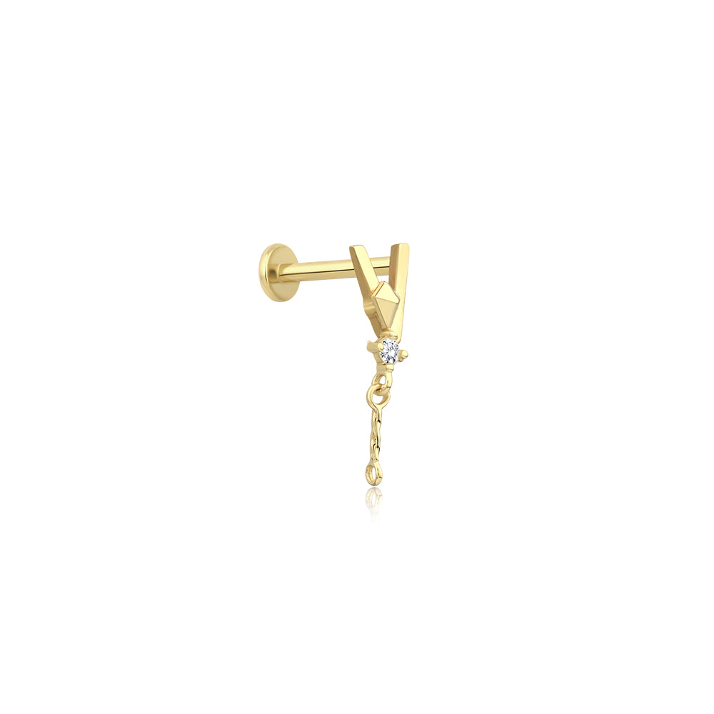 14K Gold Letter Tragus Piercing