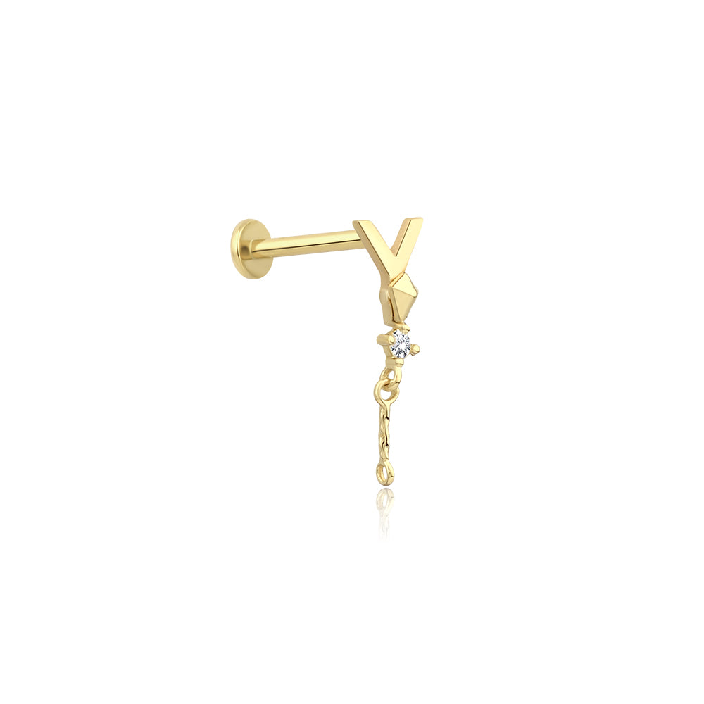14K Gold Letter Tragus Piercing