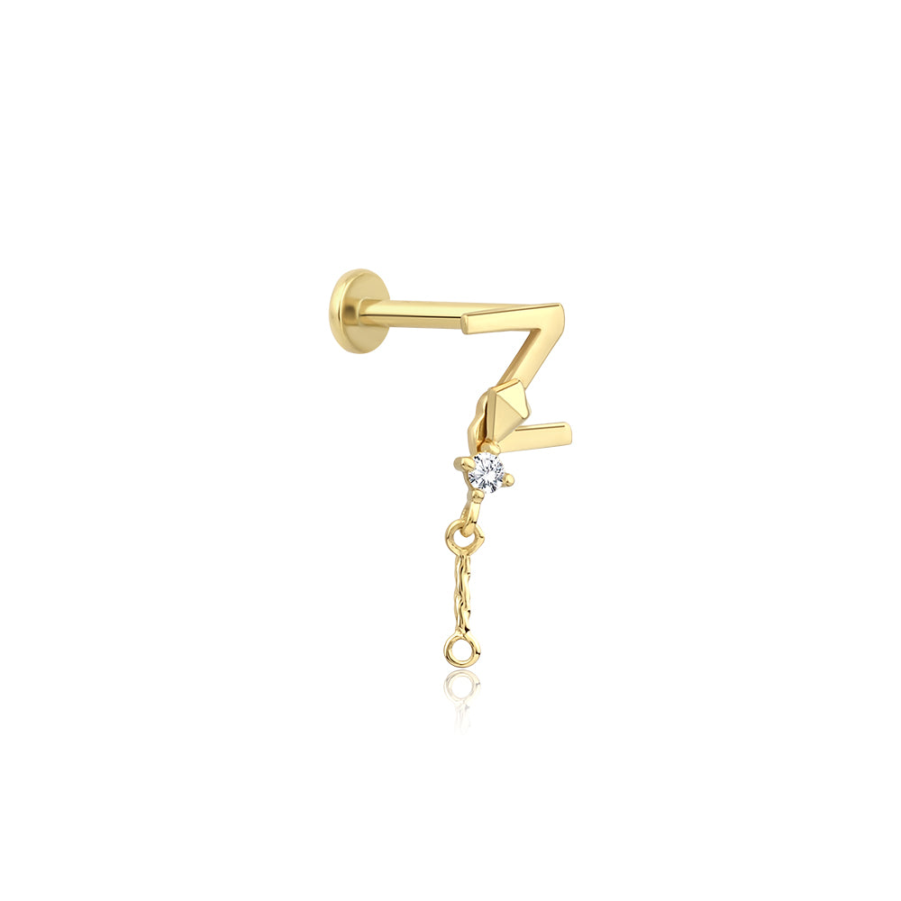 14K Gold Letter Tragus Piercing